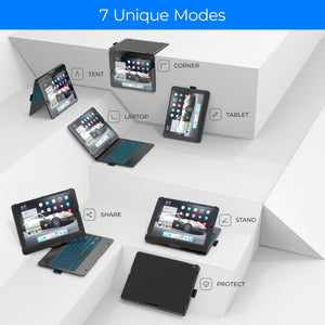 Typecase Flexbook - iPad Keyboard Case for iPad 7th Generation (10.2", 2019) - Backlit - 360° Rotatable - Black